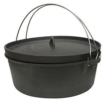 Stansport Non-Seasoned Cast Iron Dutch Oven, Flat Bottom