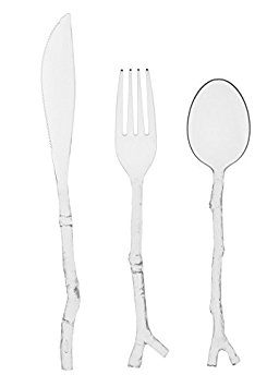 Creative Converting 75 Piece Twig Design Madhouse by Michael Aram Assorted Cutlery Set, Clear