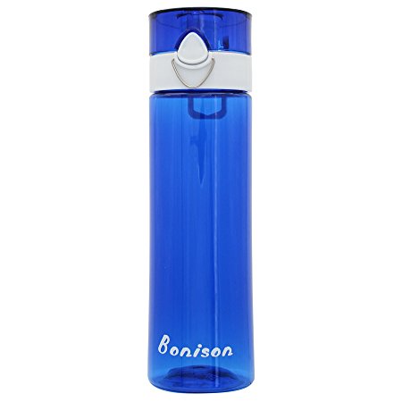 21 OZ Newest Design Sports Water Bottle Plastic Exceptional Durability Tritan Leak Proof Flip Top Double Locking Lid School Running Gym Yoga with Cleaning Brush - Red, Blue, & Green Options