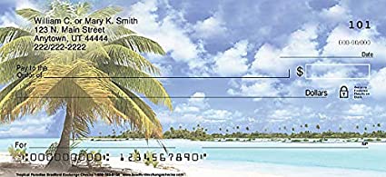 The Bradford Exchange Personal Checks | Top Tear Printed Personal Checks with Calming Oceans and Sandy Beaches | Tropical Paradise | 2 Box Checks Personal Singles / 220 Checks (4 Scenes)