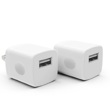 PowerJive PV-1ATC Travel Charger Adapter for iPhone 3/4/4S/5/5s/6/6s Plus and iPod Touch Nano - White (2 Pack)