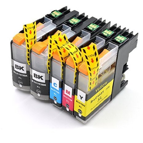 Compatible brother lc103xl Ink Cartridges 2 Black1 Cyan1 Magenta1 Yellow to be used with MFC-J4310DWJ4410DWJ4510DWJ4610DWJ4710DWJ6520DW MFC-J285DWJ470DWJ475DW 100 Money-Back Guarantee