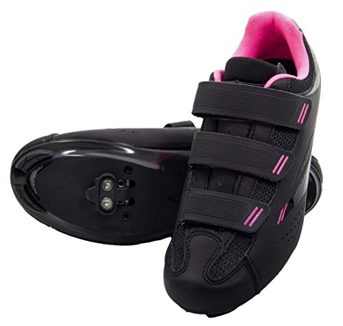 Tommaso Pista 100 Women's Spin Class Ready Cycling Shoe Bundle with Compatible Cleat, Look Delta, SPD - Black, Blue, Pink, White