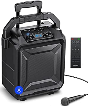 BOMAKER Karaoke Machine for Adult, 500W/6 EQ/8" Woofer Bluetooth PA Speaker System with Mic/FM Radio/Bass/Treble/Battery/USB/AUX, Wheels Telescopic Handle PA Machine Outdoor for Phone & Tablet