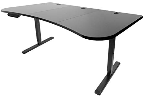 VIVO Black Electric Height Adjustable Stand Up Desk Frame Workstation 3 Section Table Top | Frame & Desktop Combo (DESK-KIT-2E1B)