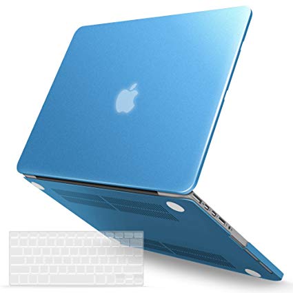 iBenzer Basic Soft-Touch Series Plastic Hard Case & Keyboard Cover for Apple MacBook Pro 13-inch 13" with Retina Display A1425/1502 (Previous Generation) (Metallic Blue)