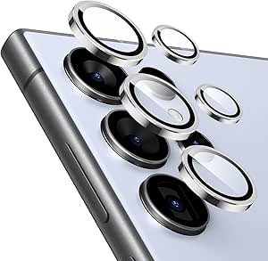 ESR for Samsung Galaxy S24 Ultra Camera Lens Protector, Individual Lens Protectors, Scratch-Resistant Ultra-Thin Tempered Glass with Aluminum Edging, Galaxy S24 Ultra Case Friendly, 1 Set, Silver