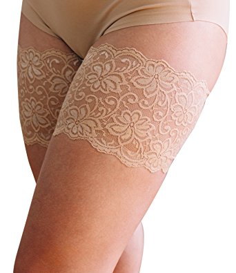 Bandelettes Dolce Elastic Lace Thigh Bands, Prevent Rubbing and Chafing, Beige Size D (68-71 cm/27"- 28")