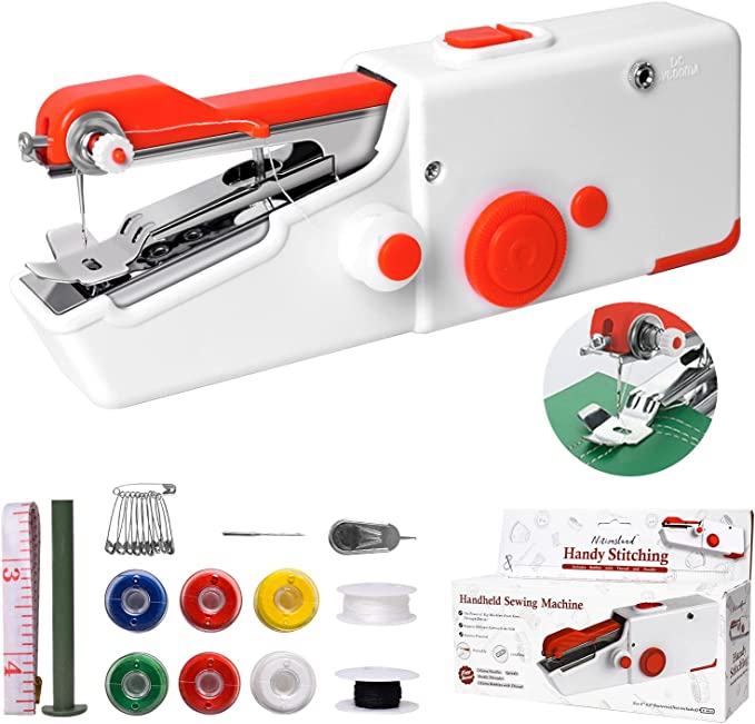Handheld Sewing Machine, Mini Portable Electric Sewing Machine for Adult, Fast Stitch Suitable for Fabrics, Clothes, DIY Home Travel