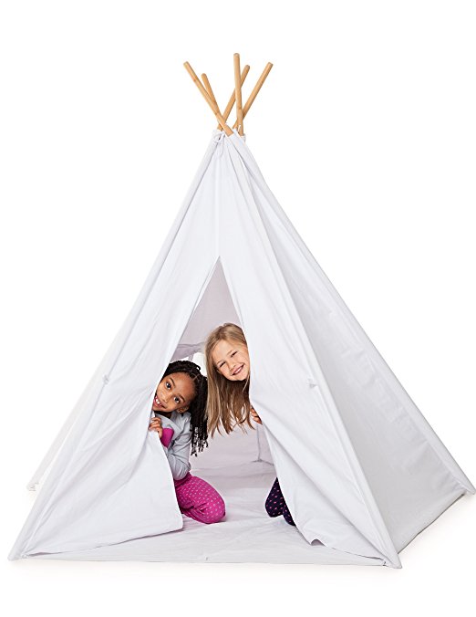 HUGE 100% COTTON CANVAS TEEPEE! 5 BAMBOO POLES and CARRYING CASE