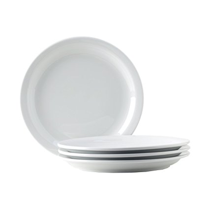 Tuxton Home Colorado Porcelain White 10-1/2"Narrow Rim Dinner Plate - Set of 4; Restaurant Grade Nonporous Virtrified China; Thermal Shock Tested