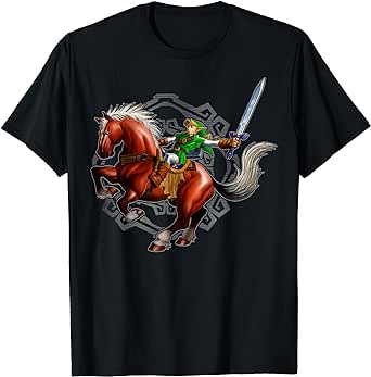 Nintendo Legend Of Zelda Link On A Horse Portrait T-Shirt