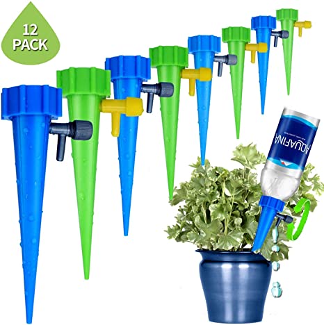 Watering Spikes for Plants, Xndryan 12 Pack Plant Self Watering Devices, Slow Release Drip Irrigation System Vacation Plant Waterer for Outdoor or Indoor Use
