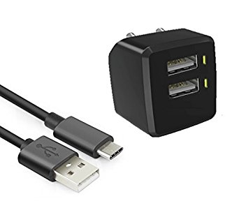 USBelieve USB Wall Charger and USB-C Cable Pack, 12W(2.4A) Compact USB Power Travel Adapter with Type C Charging Cord for Google Pixel XL, LG V20, G5, HTC 10, Nexus 5X, 6P (Charger   Type-C Cable)