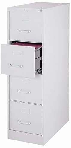 Pemberly Row 25" Deep 4 Drawer Letter File Cabinet in Gray, Fully Assembled
