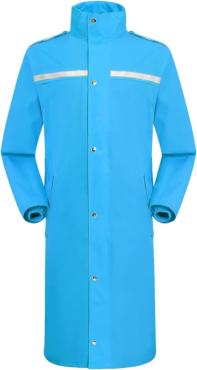 iCreek Raincoat Waterproof Long Rain Jacket Lightweight Rainwear Reflective with Packable Hood for Men Women Adults