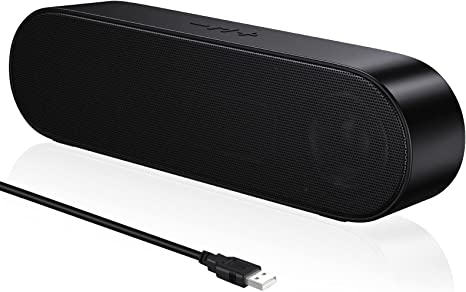 USB Speakers for PC Desktop, Computer Speaker USB Powered Wired Mini Soundbar Laptop Speakers with Mute Button for Phone/Checkout Counter（Type C Adapter Included）