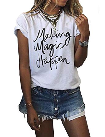 Small-Mark Women's Summer Street Printed Tops Funny Juniors T Shirt Short Sleeve Tees