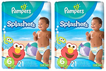 Pampers Splashers Disposable Swim Diapers, Size 6, 21 Count, JUMBO (Pack of 2)