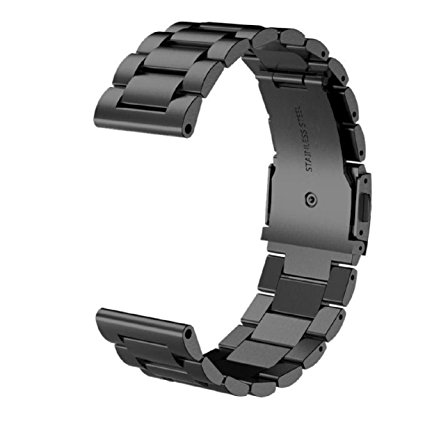 Garmin Fenix 3 Replacement Watch Band, Kuxiu Stainless Steel Metal Wristband Bracelet for Fenix 3 / Fenix 3 HR Smart Watch (Black)