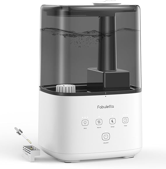 FABULETTA Humidifiers for Bedroom, Warm and Cool Mist Humidifier Large Room for home, 4.5L Top Fill Air Humidifier with Essential Oil Diffuser, 3 Mist Levels,Timer, 45H Work Time, Quiet Sleep Mode