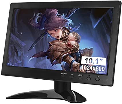 Pisichen 10.1 Inch HD 1024x600 Small Monitor, IPS Home Security Portable Monitor CCTV LCD Display, USB/VGA/HDMI/AV/BNC Input