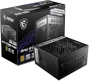 Alimentatore MSI MPG A750G PCIE5, Spina EU - 750W, certificato 80 Plus Gold, ATX 3.0 100% modulare, supporto GPU PCIe 5.0, 105°C condensatori giapponesi, 0% RPM Mode, cavi piatti - 10 anni di garanzia