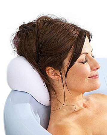 Bael Wellness Bath Pillow with Suction Cups - For Hot Tub Spa Tub and Bathtub - Organic Eco-friendly PU Foam - Waterproof Heart Shape Great as Gift - Extra Firm Neck and Head Support white