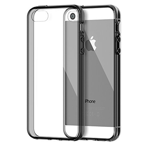 JETech Case for Apple iPhone SE, iPhone 5s, and iPhone 5, Shock-Absorption Bumper Cover, Anti-Scratch Clear Back (Grey)