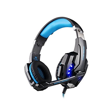 YIMAN™ G9000 USB 7.1 Surround Sound Version Game Gaming Headphone Computer Headset Earphone Headband with Microphone LED Light for PC Games(Black and Blue)