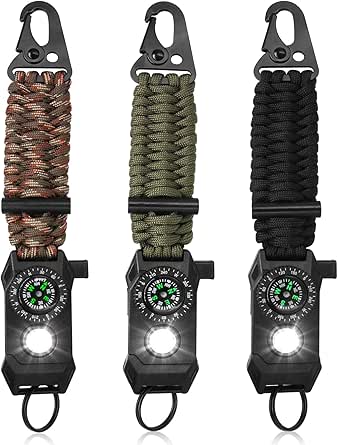 SummitSeeker Gear Tactical 9-in-1 Paracord Keychain: Military-Grade Survival Rope Lanyard with Carabiner