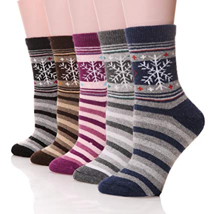 DoSmart Women's Super Thick Winter Wool Casual Crew Socks-5 Pairs