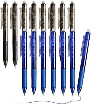 Erasable Gel Pens, 15 Pack Retractable Erasable Pens Clicker, Fine Point, Make Mistakes Disappear, 8 Black 7 Blue Inks for Writing Planner and Crossword Puzzles