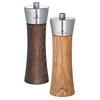 Zassenhaus Pepper and Salt Mill Set, Wenge and Olive Wood, 7.0 Inch