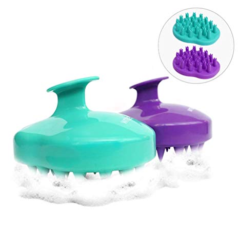 wreatrea Hair Scalp Massager Shampoo Brush Soft Silicone Comb for Men Women Kids Pet 2 Pack (Shampoo Brush-2 Color)