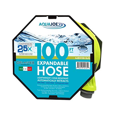 Sun Joe AJEH100-SJG Aqua 100' Expandable Lightweight Kink-Free Hose, 100"