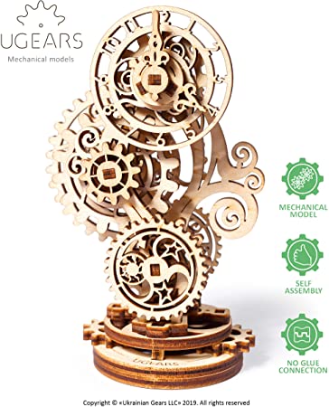 Ugears 3D Puzzles for Adults Steampunk Clock Mechanical Models Wooden Puzzle Brain Teaser Construction Craft Kits for Adults DIY Puzzle Learning Toys for Kids Woodcraft Convertible Car Building Set