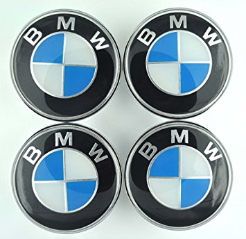 XtremeAmazing 4X 68mm Wheel Center Caps for BMW Blue/Silver(White)