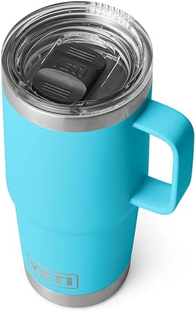 YETI Rambler 20 oz Travel Mug, Stainless Steel, Vacuum Insulated with Stronghold Lid, Reef Blue