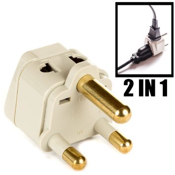 OREI Grounded Universal 2 in 1 Plug Adapter Type M for South Africa & more - High Quality - CE Certified - RoHS Compliant WP-M-GN