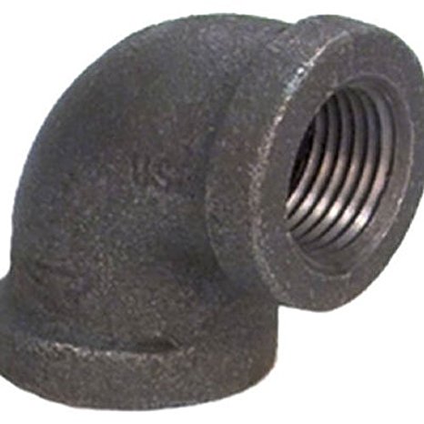 Anvil 8700123709, Malleable Iron Pipe Fitting, 90 Degree Elbow, 1/2" NPT Female, Black Finish