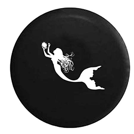 Mermaid Sea Ocean Swimming Seashell Girl Jeep Spare Tire Cover Vinyl Black 33 in