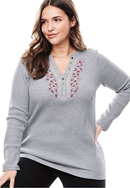 Women's Plus Size Top, T-Shirt In Mini Thermal Knit