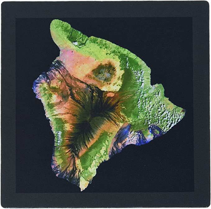 3dRose LLC 8 x 8 x 0.25 Inches Mouse Pad, Topographic Aerial Map of Hawaii (mp_119815_1)