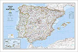 National Geographic: Spain and Portugal Classic Wall Map (33 x 22 inches) (National Geographic Reference Map)