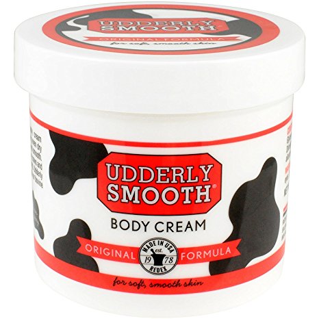 Udderly Smooth Body Cream Original Formula, non-greasy skin moisturizer for dry skin, lightly fragranced, 12 oz. jar, 4 count