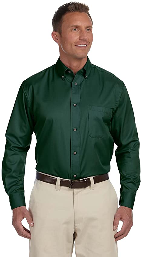 Men's Easy Blend Long-Sleeve Twill Shirt with Stain-Release