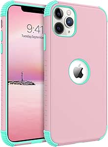 BENTOBEN iPhone 11 Pro Max Case, 2 in 1 Heavy Duty Rugged Hybrid Shockproof Soft TPU Bumper Hard PC Non-Slip Protective Girls Women Boy Men Case Cover for iPhone 11 Pro Max 6.5" 2019, Pink/Mint Green