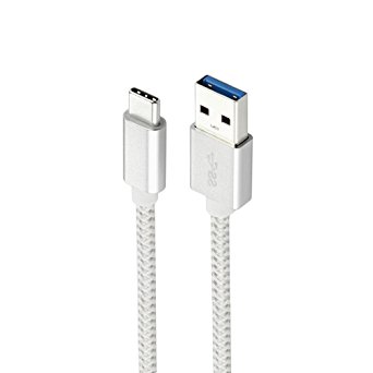 USB 3.0 Type C Cable Nylon 3.3ft(1m) Silver,TACOO Premium Nylon Braided Durable Fast Charge Type C to USB A Android Phone Cord for Galaxy S8 S8 Plus,Nexus 6p,LG G6/G5/V20,New MacBook,Other USB C