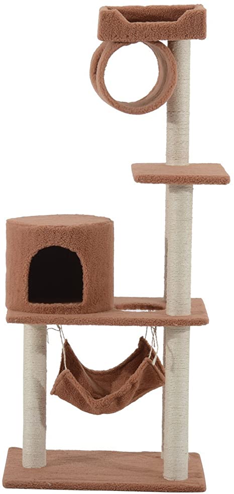 PawHut 55-Inch Cat Tree Pet Scratching Post Furniture, Coffee